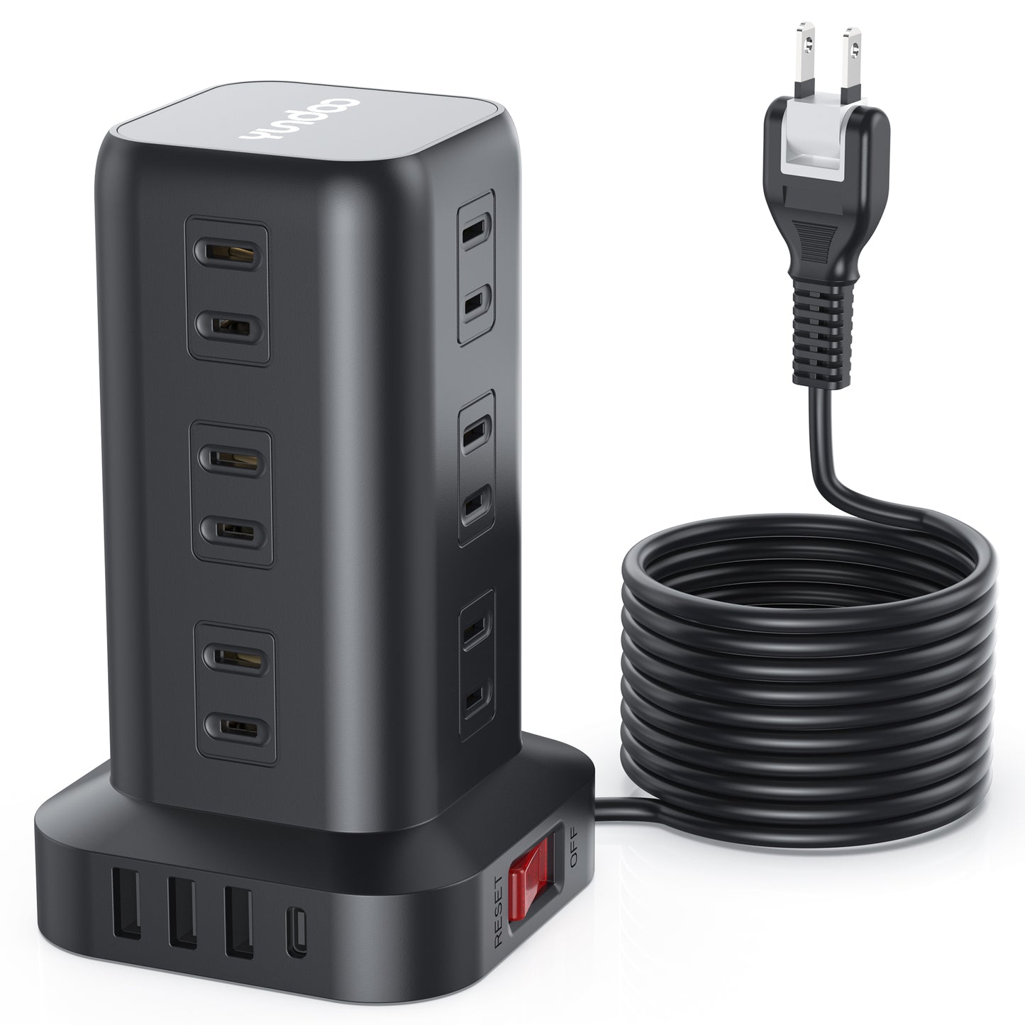 YUNDOO 電源タップ タワー たこあし usb コンセント 電源タップ usb 延長コード 2m AC12口 USB 4ポート たこあし コンセント急速充電 2m スマホ充電 回転 延長コード2m usb コンセント タップ 電源タップ スイッチ usb コンセント 電源タップ usb