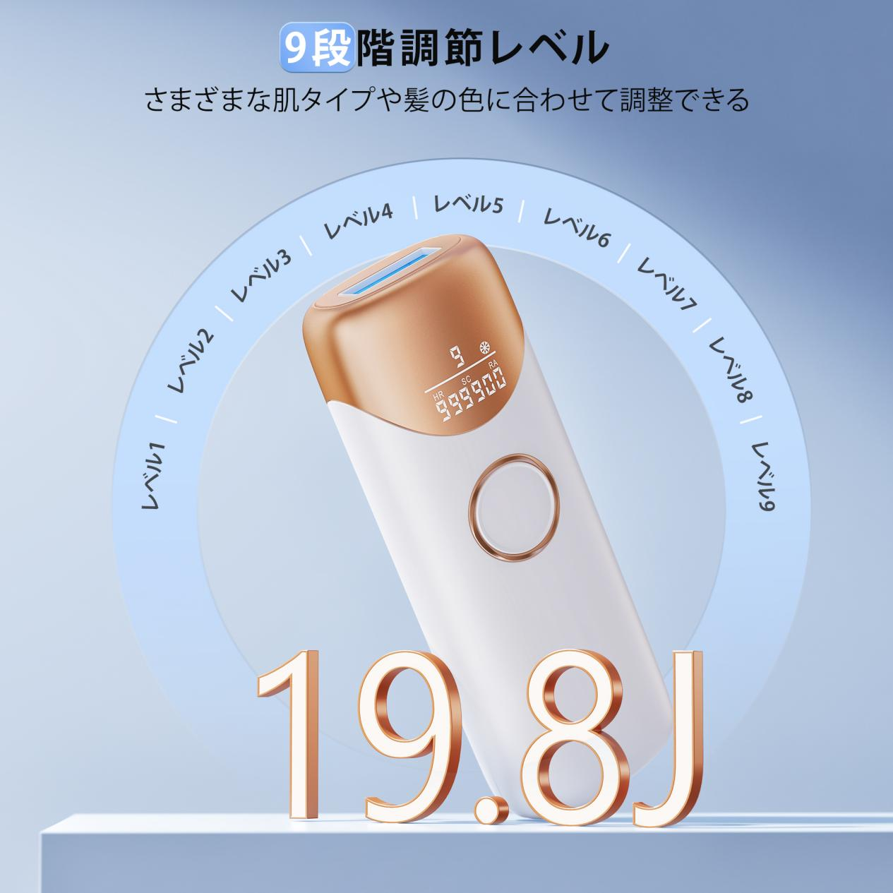YUNDOO 脱毛器【サロン級冷感脱毛器】 IPL光脱毛器 メンズ 髭 レディース VIO対応 9段階調節 19.8J高出力 99万回照射 自動/手動照射モード だつもうき脱毛器 顔 髭 脇 腕 足用 脱毛 全身ムダ毛処理 家庭用 男女兼用 光美容器 ギフト プレゼント CT05