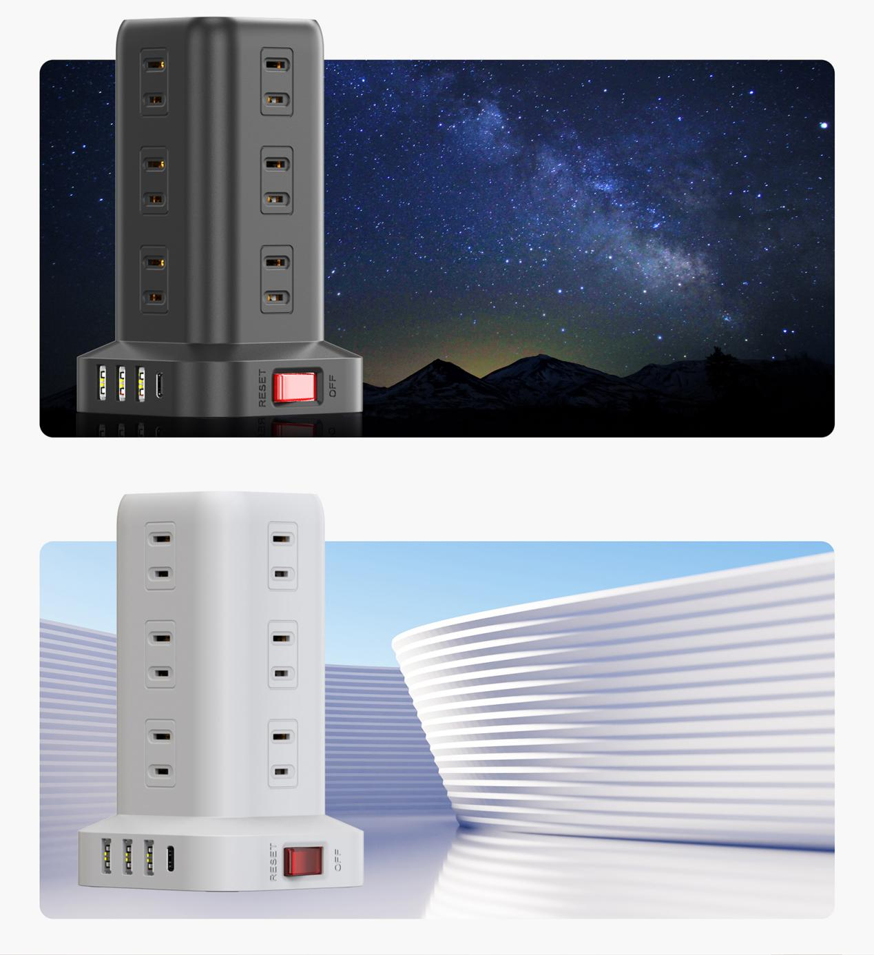 YUNDOO 電源タップ タワー たこあし usb コンセント 電源タップ usb 延長コード 2m AC12口 USB 4ポート たこあし コンセント急速充電 2m スマホ充電 回転 延長コード2m usb コンセント タップ 電源タップ スイッチ usb コンセント 電源タップ usb